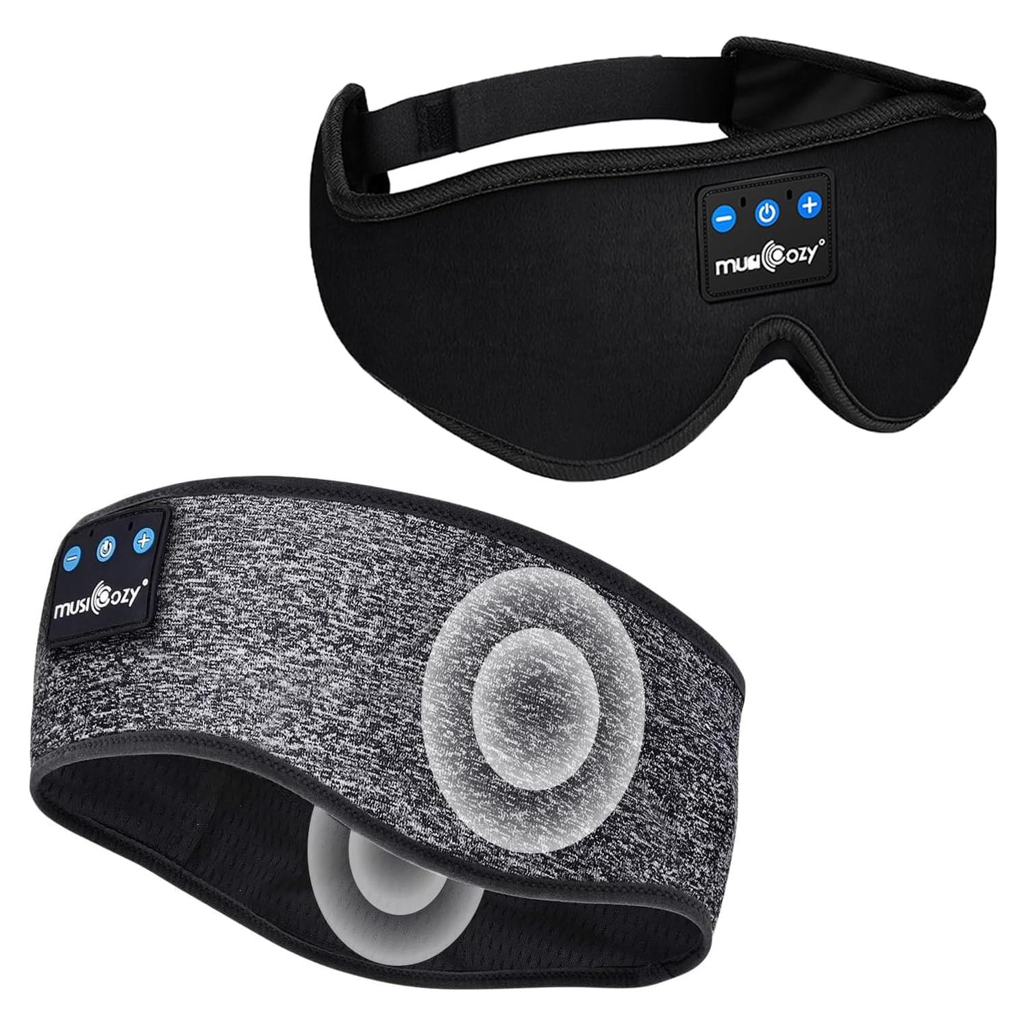 MUSICOZY Bluetooth 5.4 Sleep Headphones Sports Headband Headphones, Wireless Earphones Music Sleep Earbuds for Side Sleepers Sleeping Eye Mask for Women Men Workout Running Cool Unique Gifts