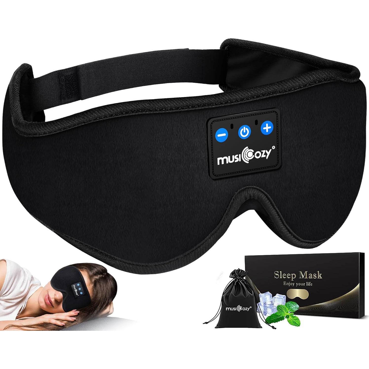 MUSICOZY Bluetooth 5.4 Sleep Headphones Sports Headband Headphones, Wireless Earphones Music Sleep Earbuds for Side Sleepers Sleeping Eye Mask for Women Men Workout Running Cool Unique Gifts