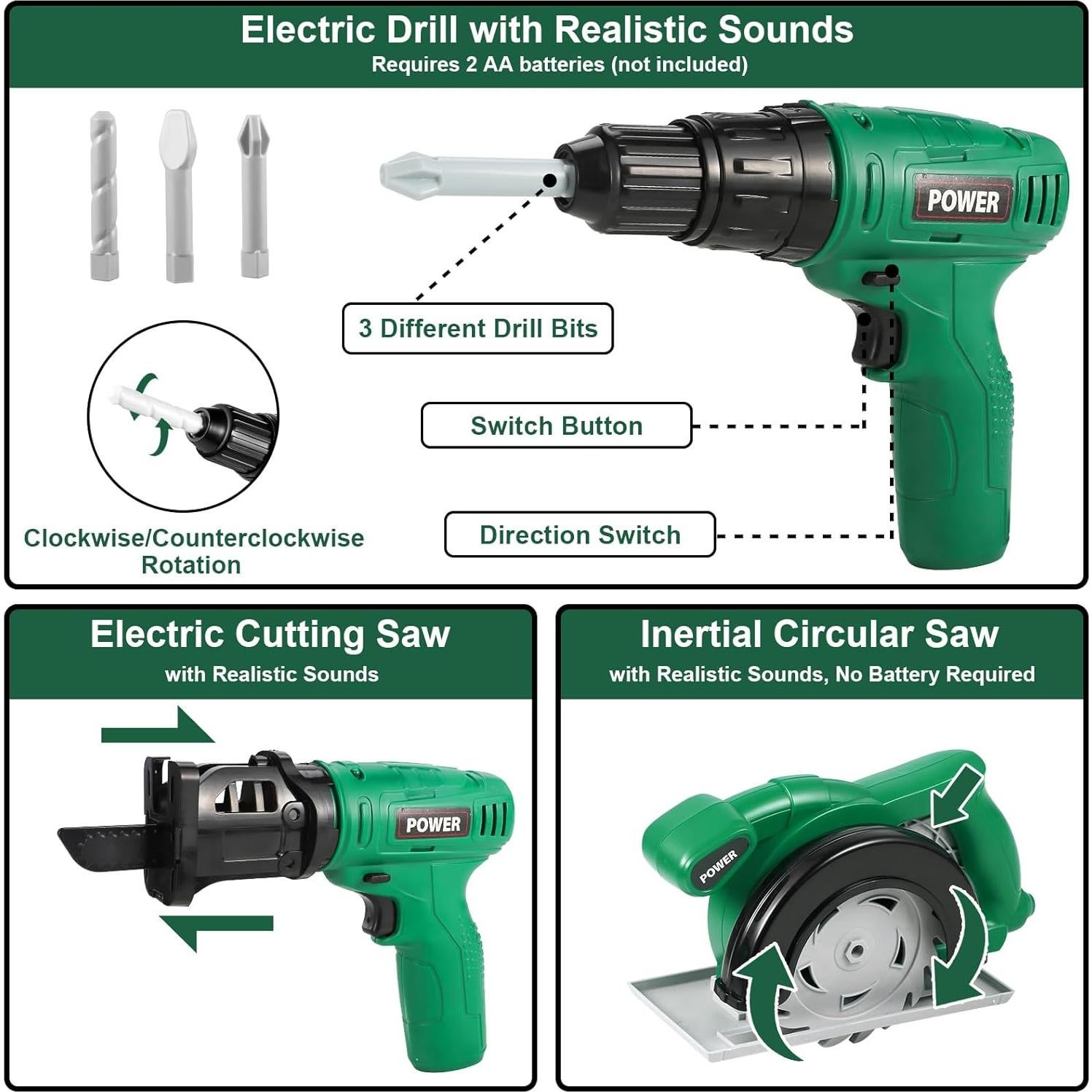 Juego de Herramientas Vextronic 36 Piezas para Niños