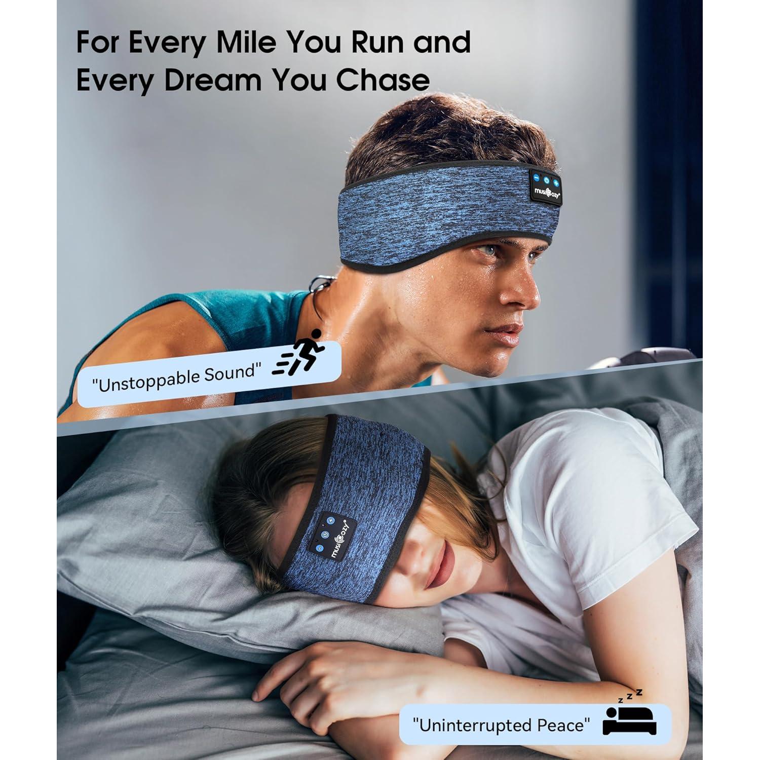 MUSICOZY Sleep Headphones Bluetooth Headband Wireless Music Headband Headphones, Earbuds for Side Sleepers Women Men Workout Running Travel Yoga Cool Gadgets Unique Gift 2 Pcs