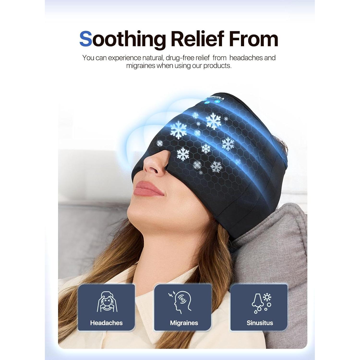 Gorro Alivio Migraña ANRUOLA con Auriculares Bluetooth 21.8x16cm