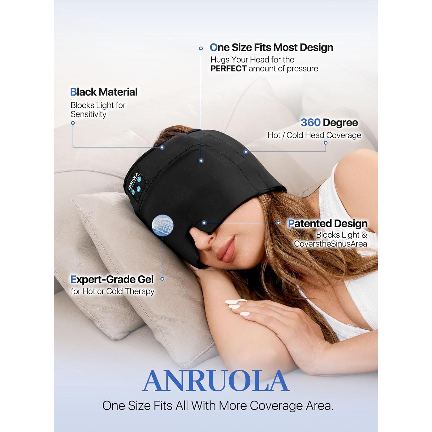 Gorro Alivio Migraña ANRUOLA con Auriculares Bluetooth 21.8x16cm