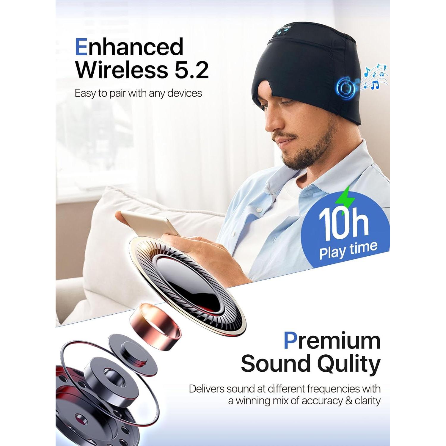 Gorro Alivio Migraña ANRUOLA con Auriculares Bluetooth 21.8x16cm