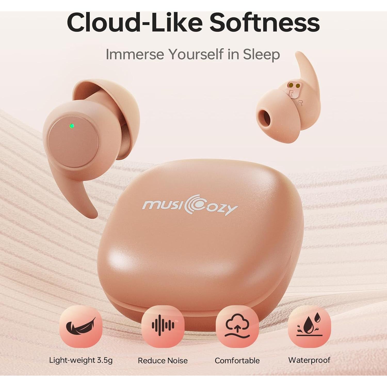 Bluetooth 5.3 Sleep Earbuds, Lightweight in-Ear Sleeping Earbuds, Sleep Headphones White Noise, Podcasts, Study, Focus