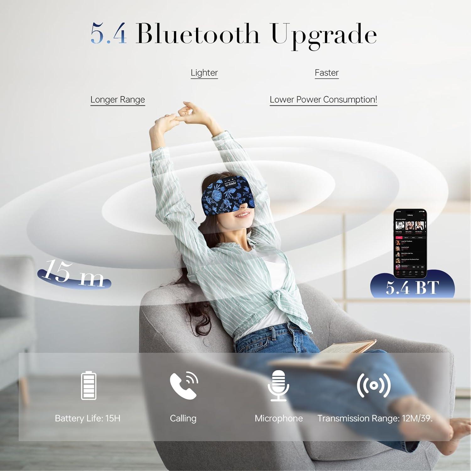 Máscara de Sueño Bluetooth LC-dolida Seda Extra Grande 100% Oscura
