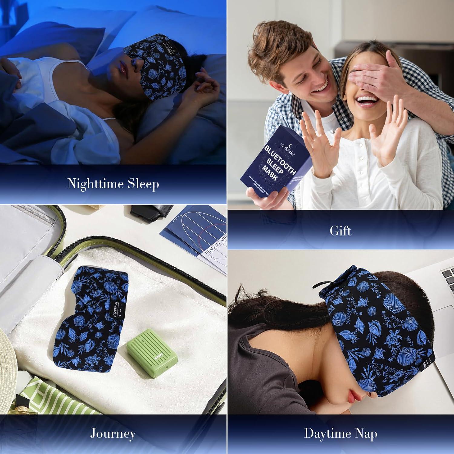 Máscara de Sueño Bluetooth LC-dolida Seda Extra Grande 100% Oscura