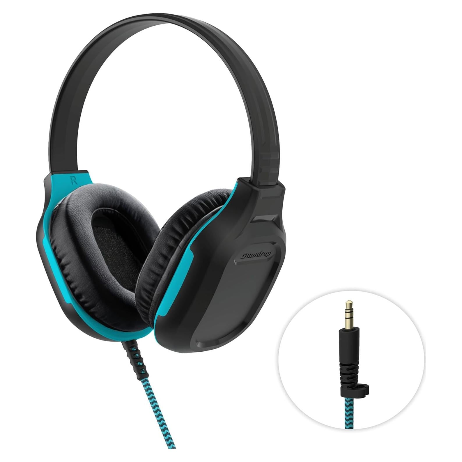 Auriculares con cable Gumdrop DropTech 3.5mm para niños - Negro