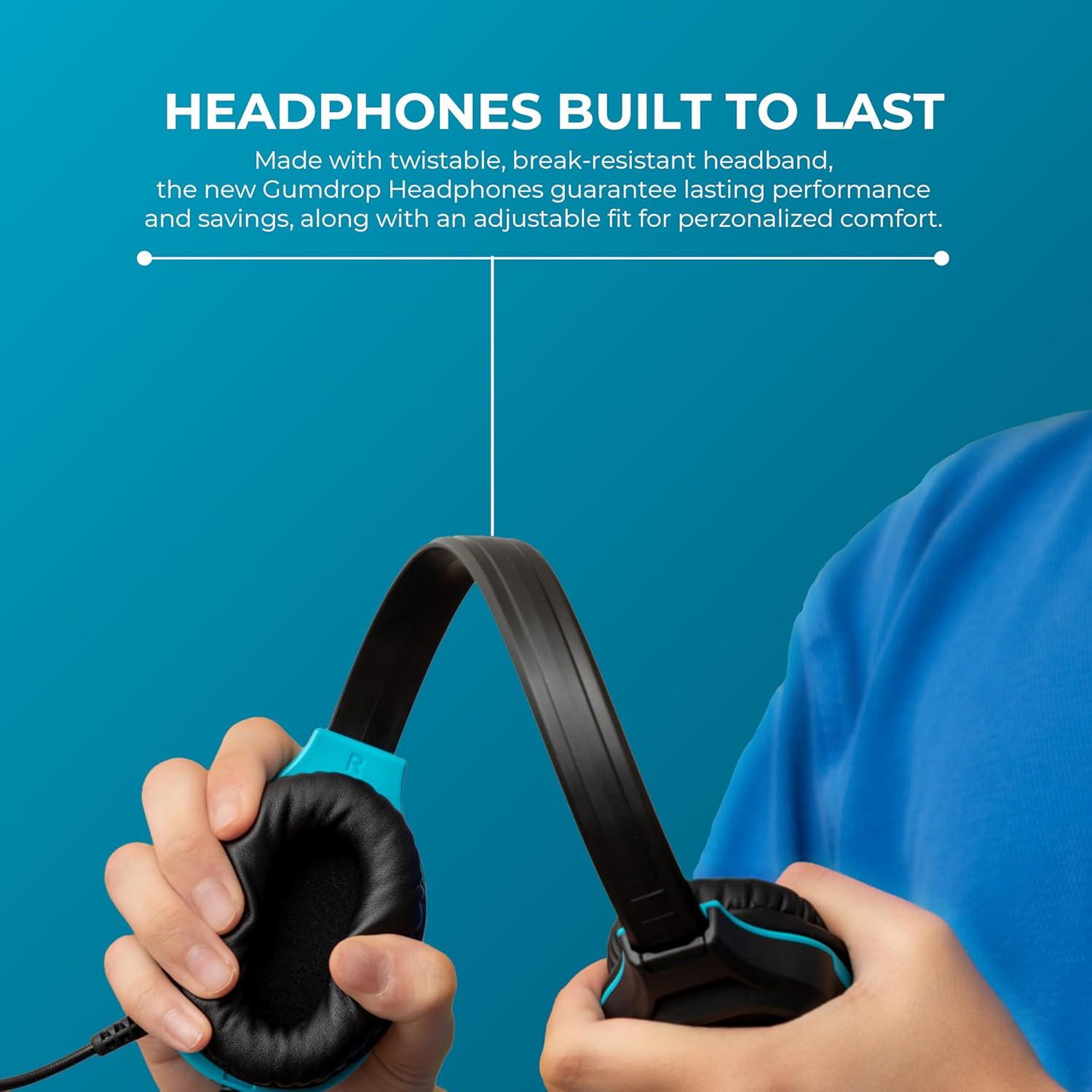 Auriculares con cable Gumdrop DropTech 3.5mm para niños - Negro