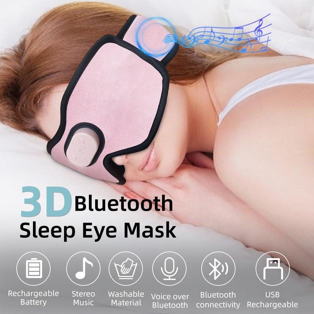 Máscara de Sueño Inalámbrica SYPVRY Rosa con Auriculares Bluetooth