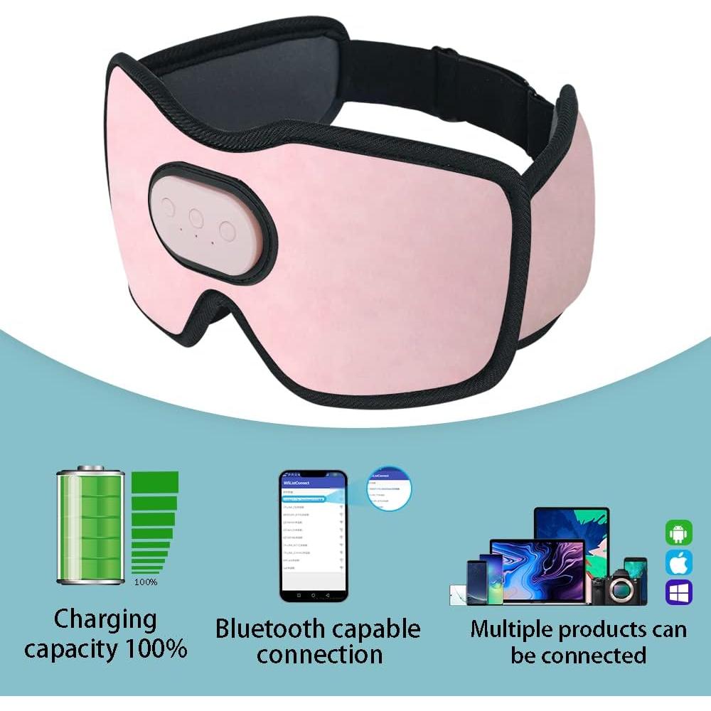 Máscara de Sueño Inalámbrica SYPVRY Rosa con Auriculares Bluetooth