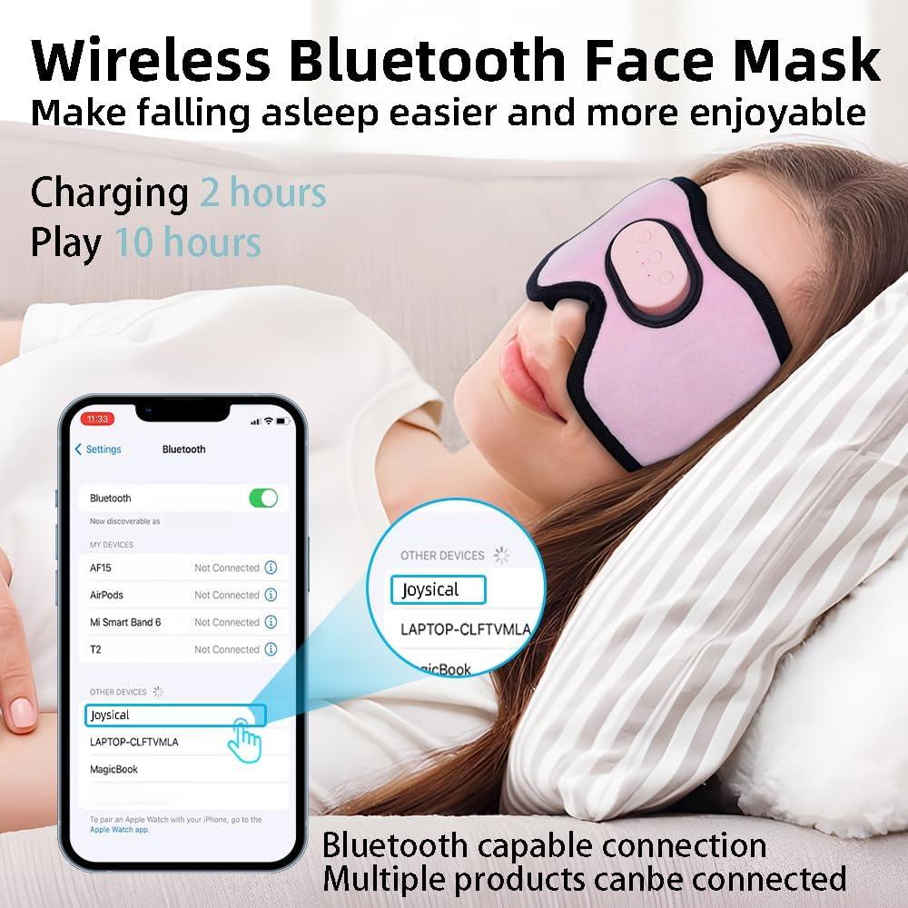 Máscara de Sueño Inalámbrica SYPVRY Rosa con Auriculares Bluetooth