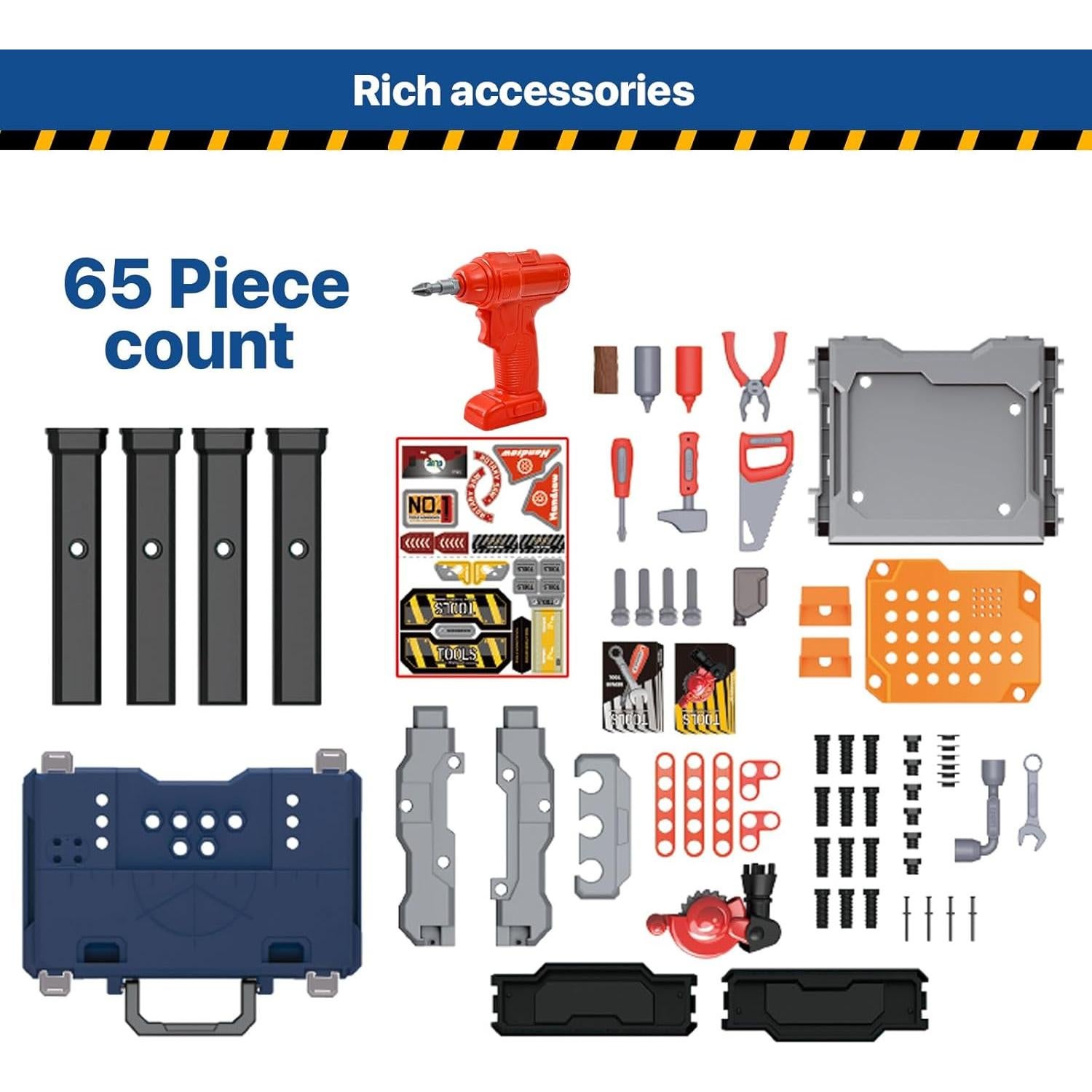 Juego de Banco de Herramientas MUGEYMYD para Niños 66 Acc.