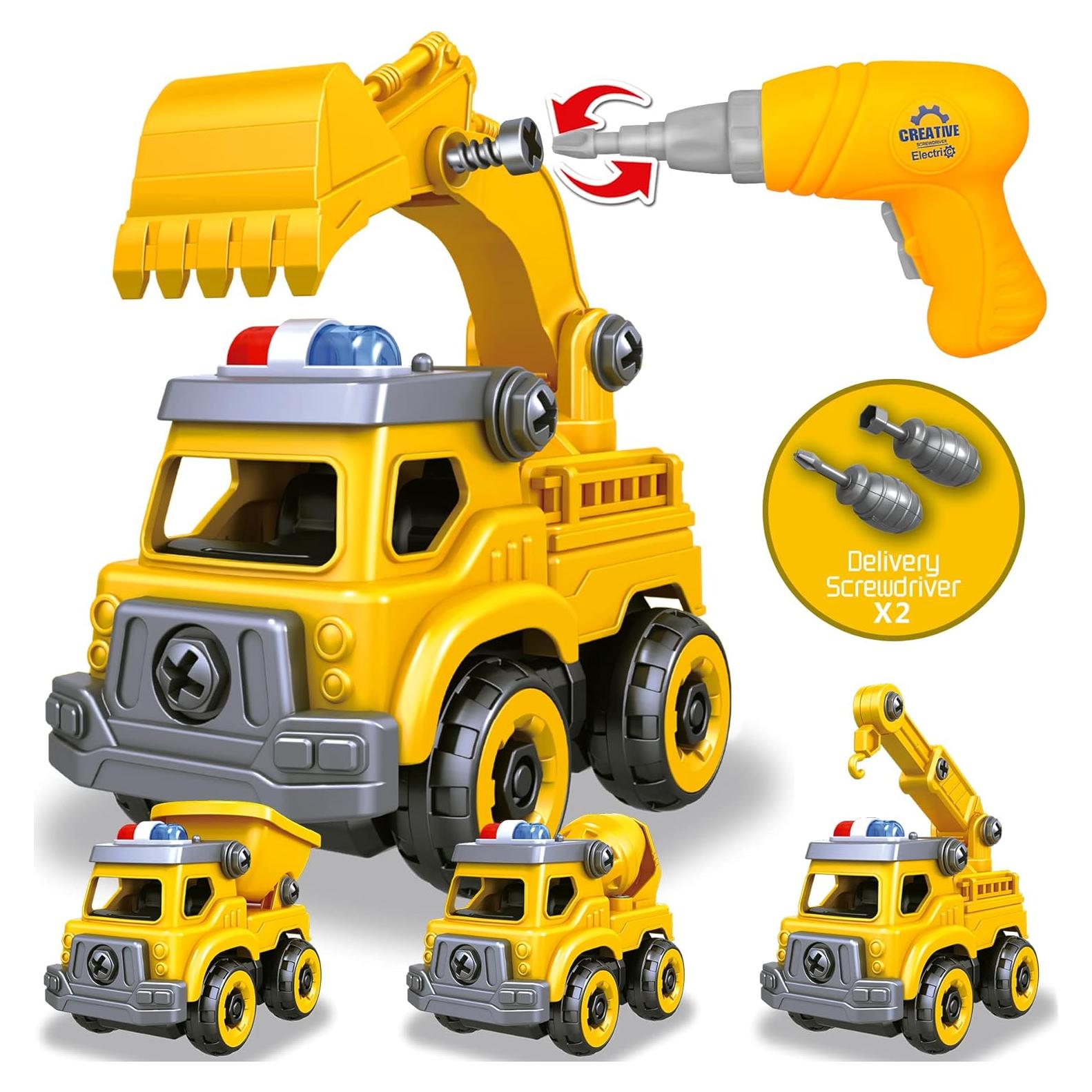 Juguete de Construcción 4 en 1 Toyk - Camión, Excavadora, Grúa