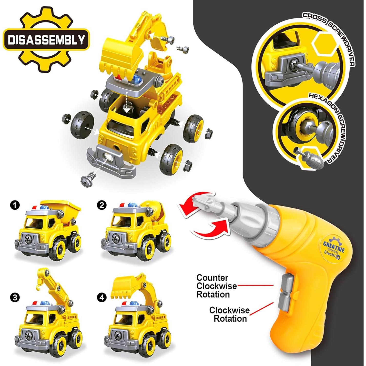 Juguete de Construcción 4 en 1 Toyk - Camión, Excavadora, Grúa