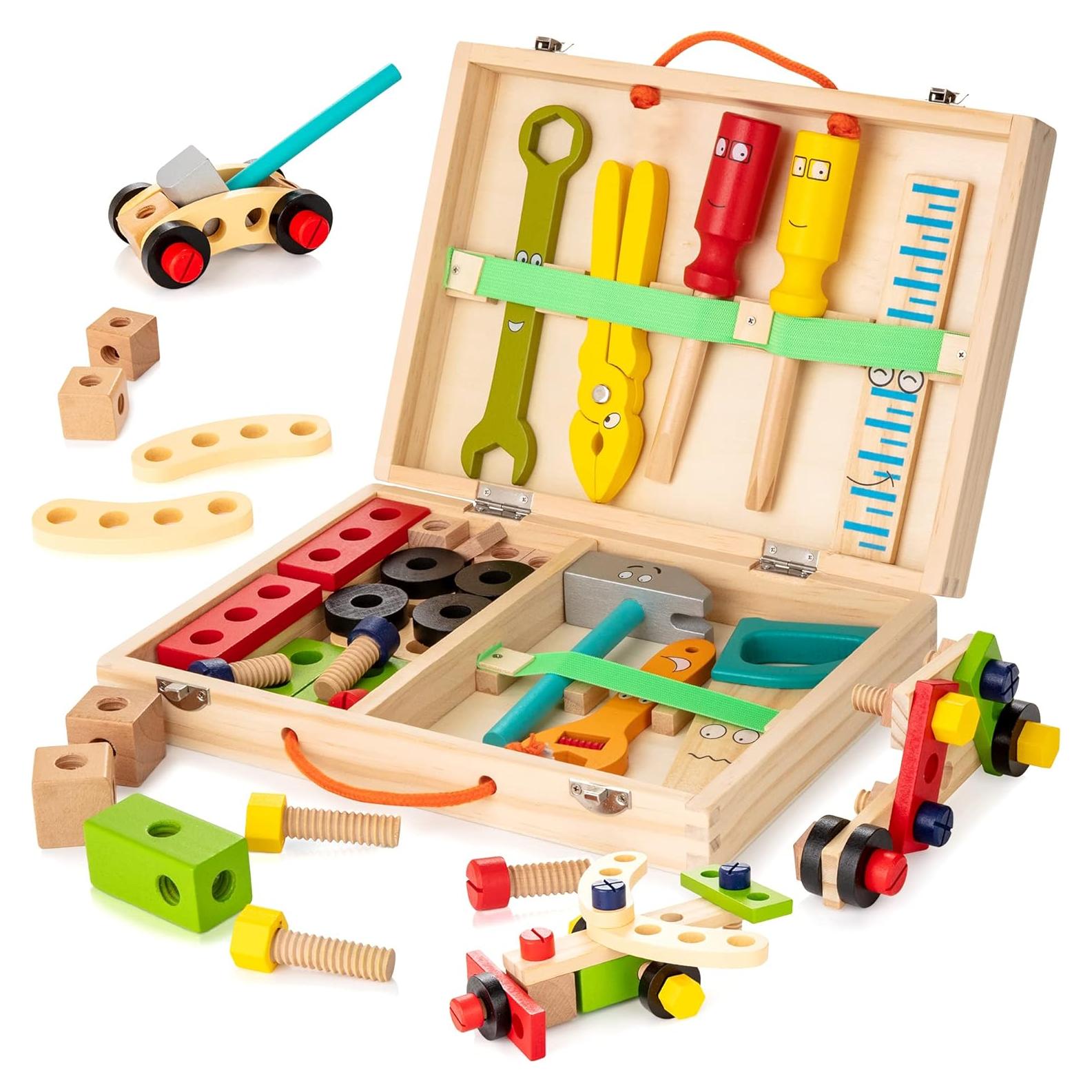 KIDWILL Kit de Herramientas de Madera 36 Piezas para Niños