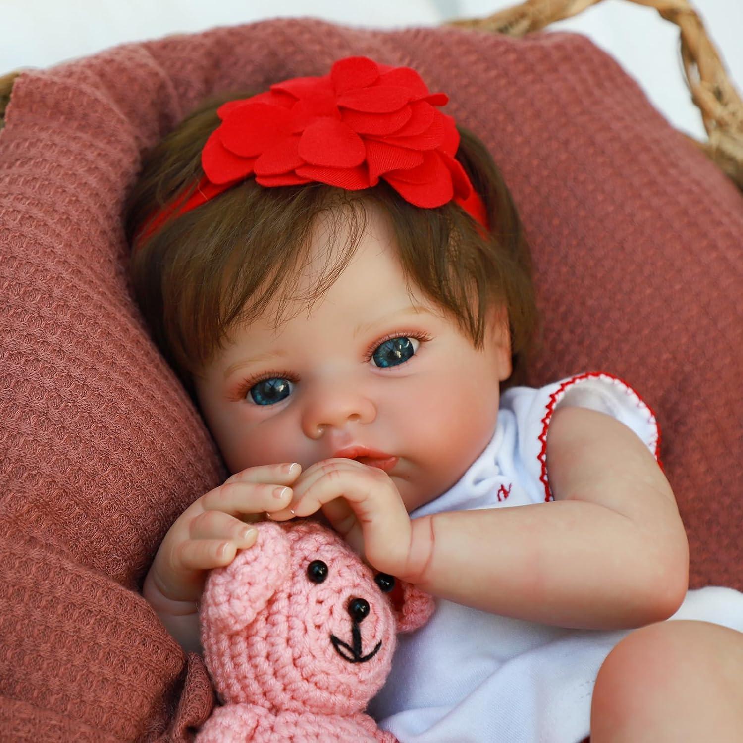 Muñeca de Bebé Realista SCOM 45 cm Silicona para Niños 3+