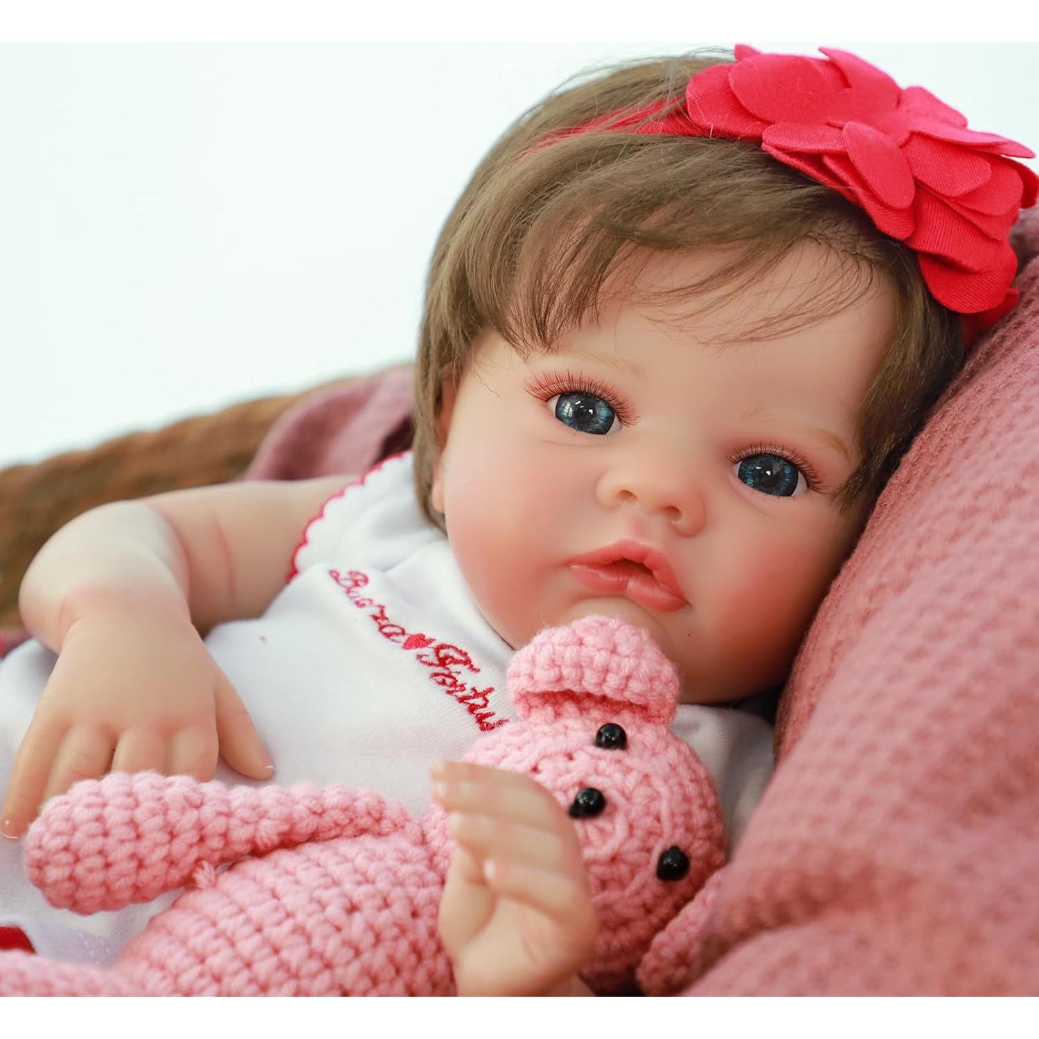 Muñeca de Bebé Realista SCOM 45 cm Silicona para Niños 3+