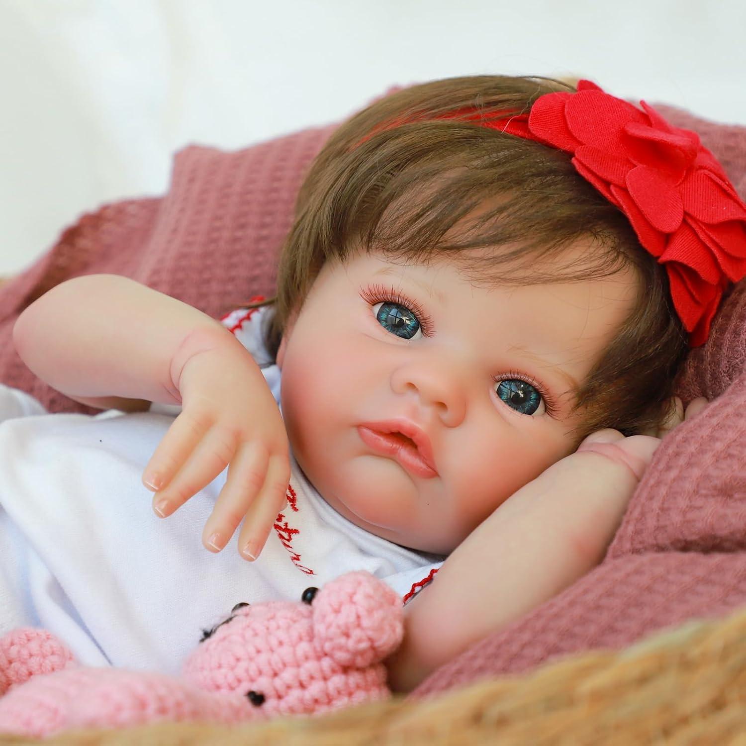 Muñeca de Bebé Realista SCOM 45 cm Silicona para Niños 3+