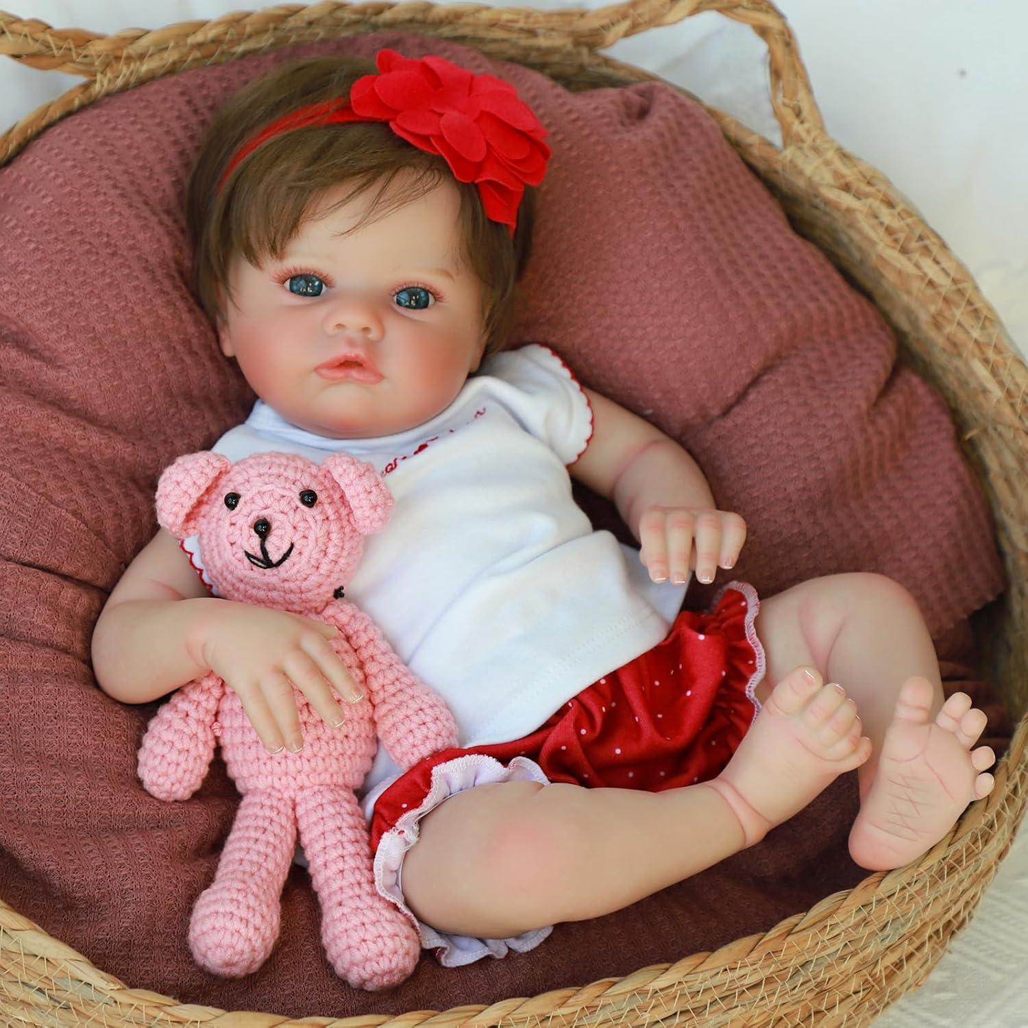 Muñeca de Bebé Realista SCOM 45 cm Silicona para Niños 3+