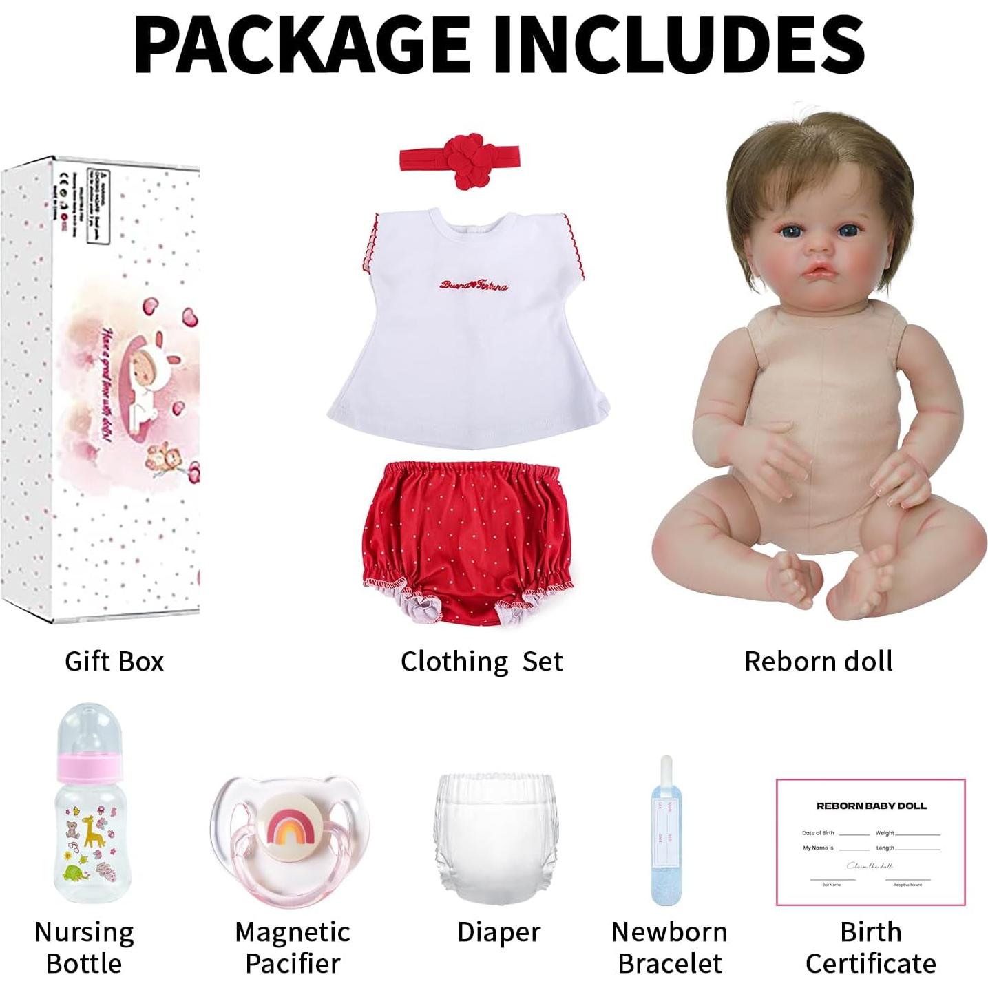 Muñeca de Bebé Realista SCOM 45 cm Silicona para Niños 3+