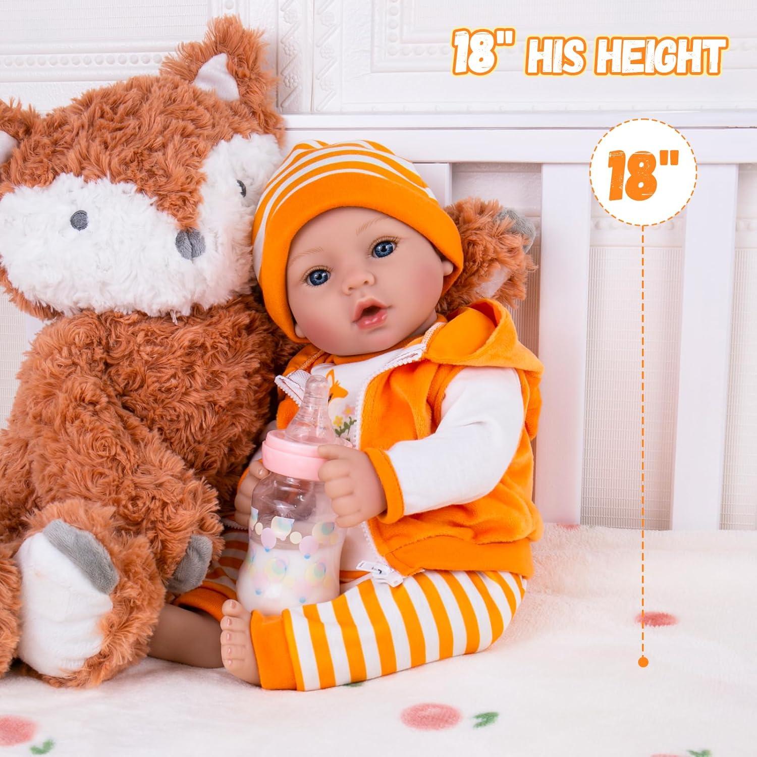 Muñeca Reborn Aori 45.72 cm Realista para Niños y Padres