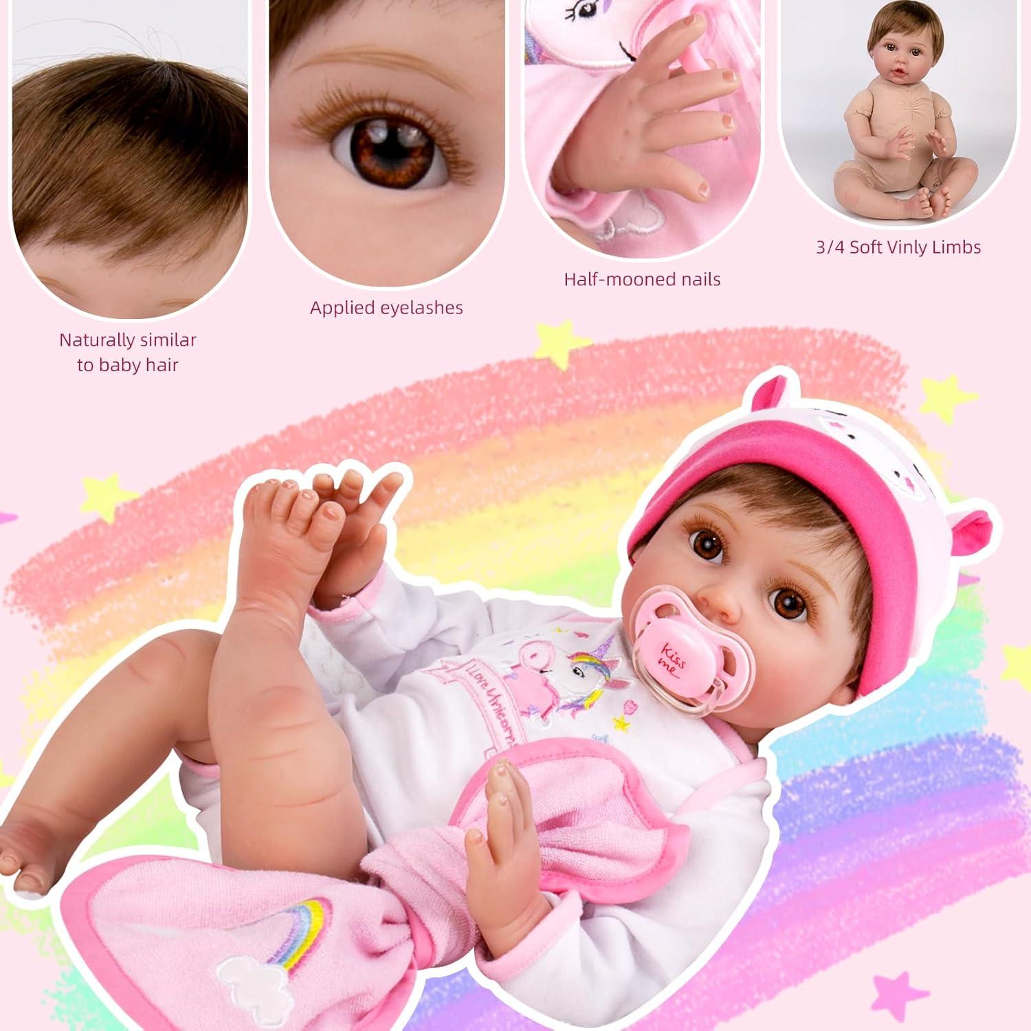 Muñeca de Bebé Reborn Aori 55.88 cm Realista con Peso