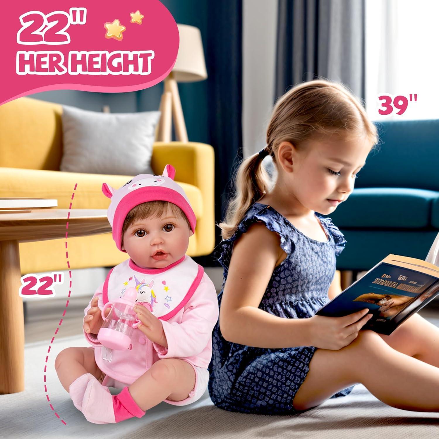 Muñeca de Bebé Reborn Aori 55.88 cm Realista con Peso