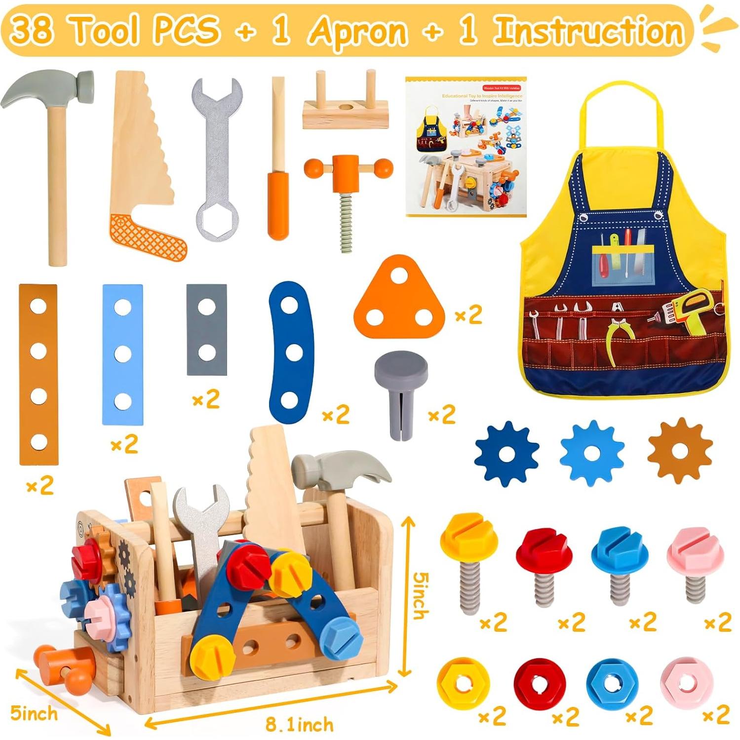 Juego de herramientas TONZE para niños con delantal 39 PCS