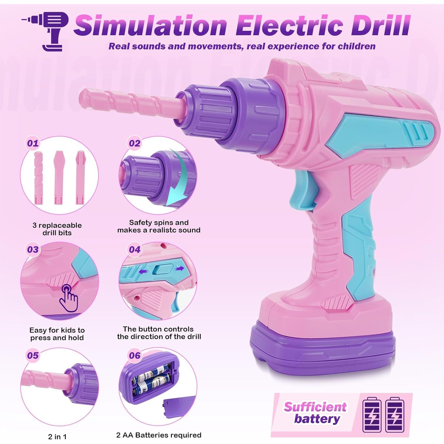 Juego de Herramientas para Niñas Maysida 67 Piezas Rosa