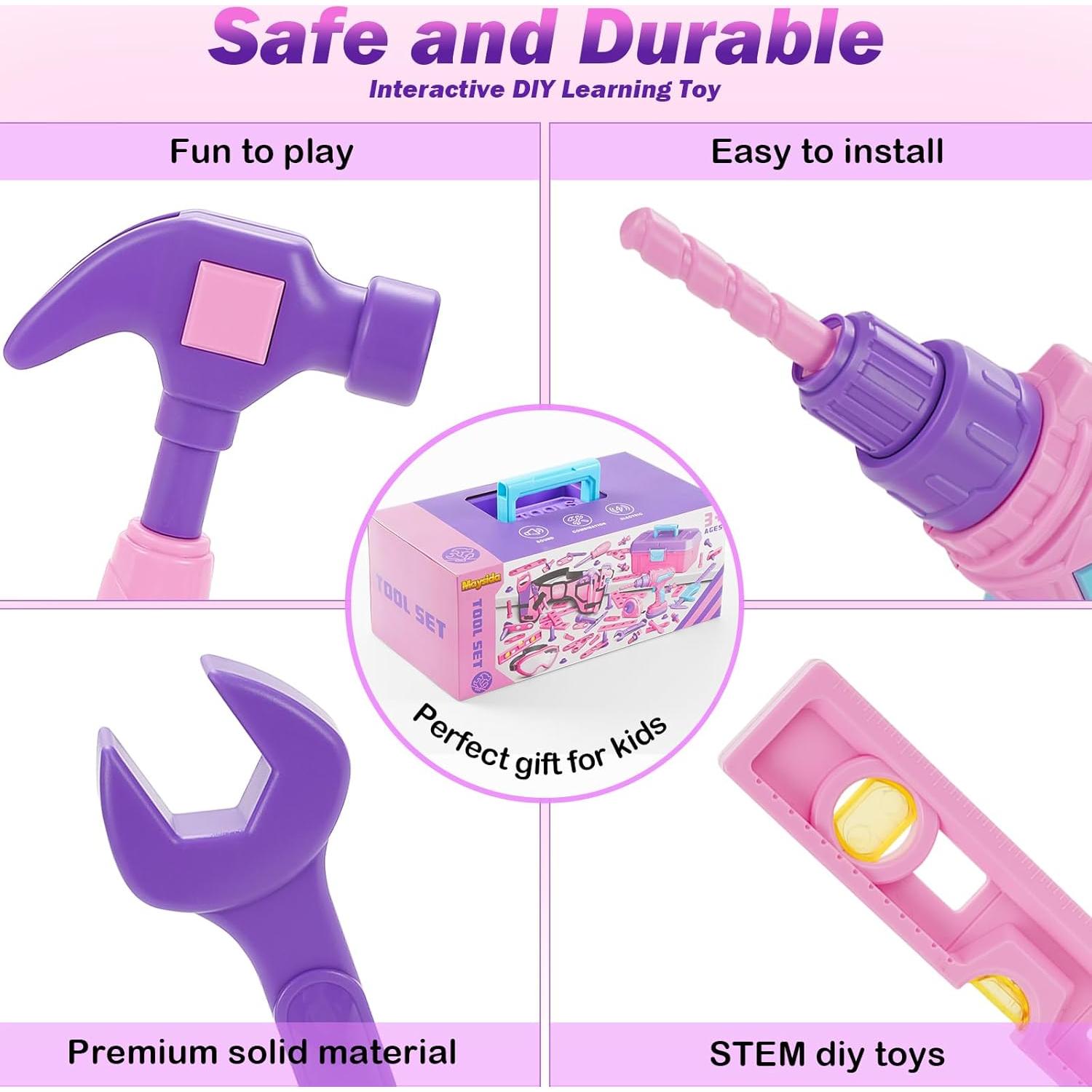 Juego de Herramientas para Niñas Maysida 67 Piezas Rosa