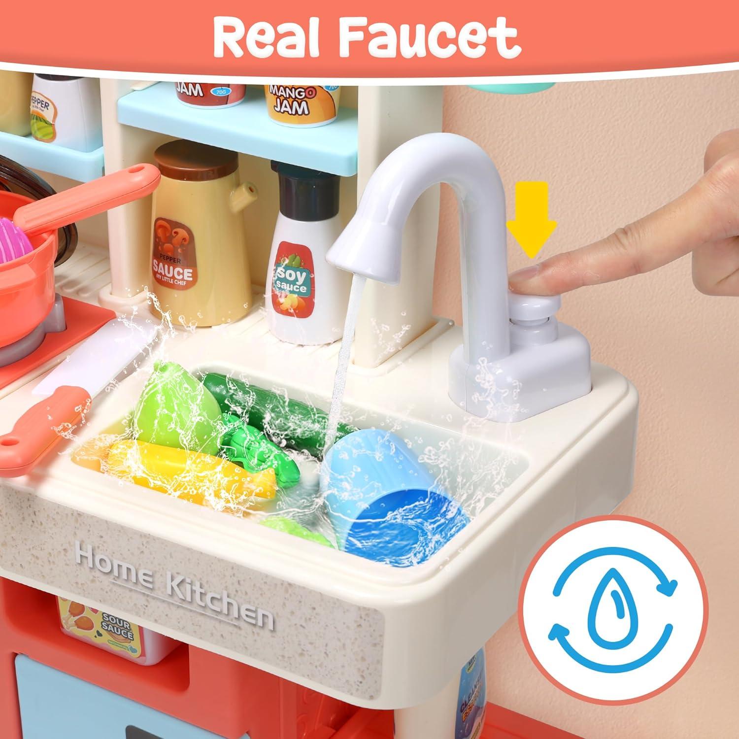 Juego de Cocina Interactivo HOLYFUN Rosa con Luz y Sonido