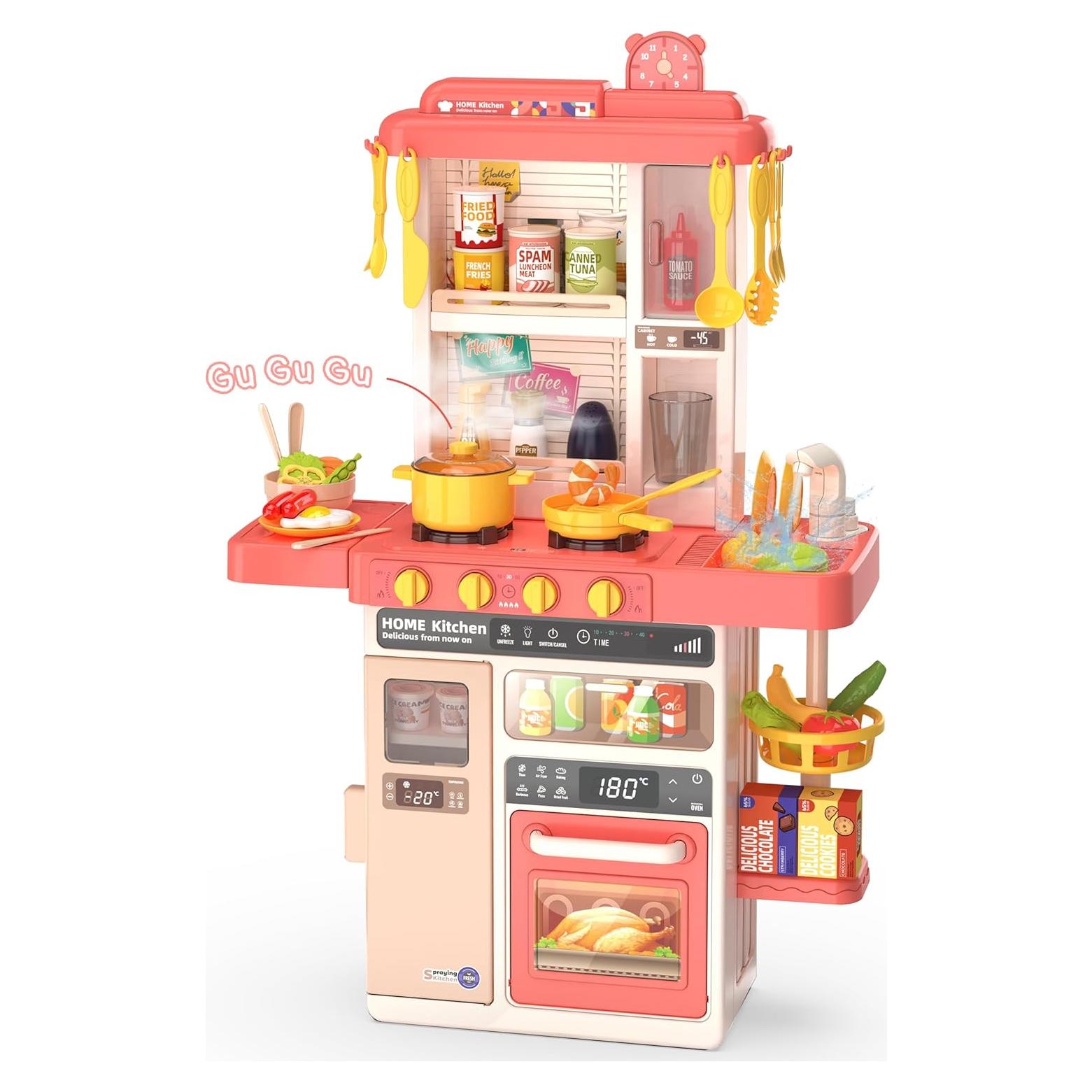 Juego de Cocina Interactivo POFJOEQ 50 Piezas Rosa