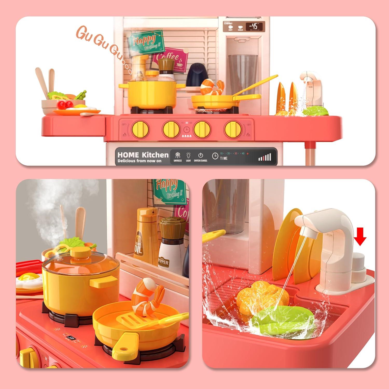 Juego de Cocina Interactivo POFJOEQ 50 Piezas Rosa