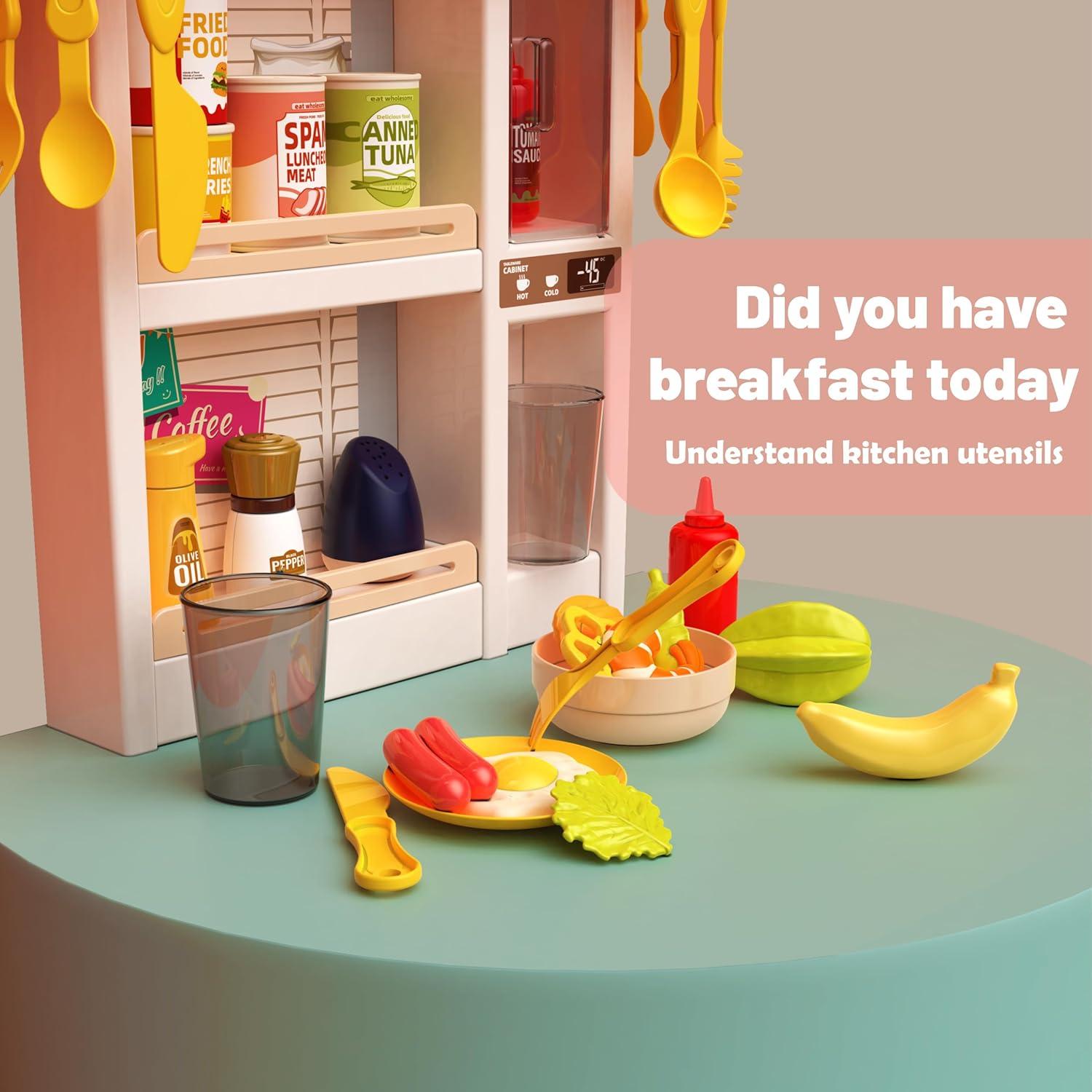 Juego de Cocina Interactivo POFJOEQ 50 Piezas Rosa