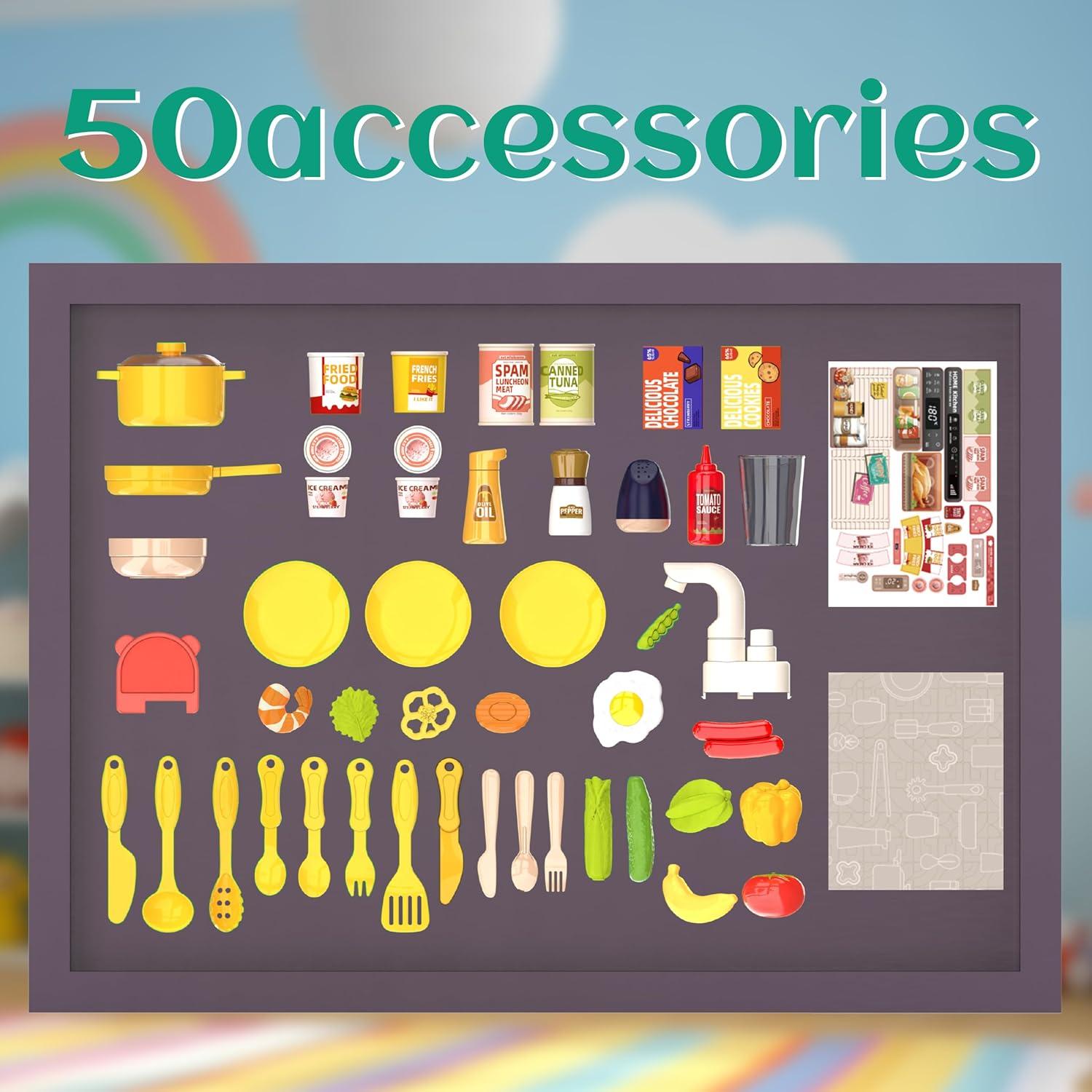 Juego de Cocina Interactivo POFJOEQ 50 Piezas Rosa