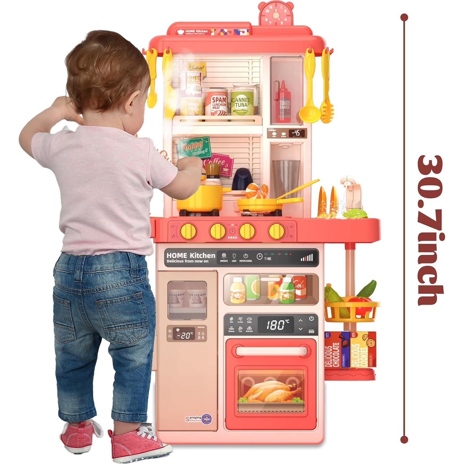 Juego de Cocina Interactivo POFJOEQ 50 Piezas Rosa