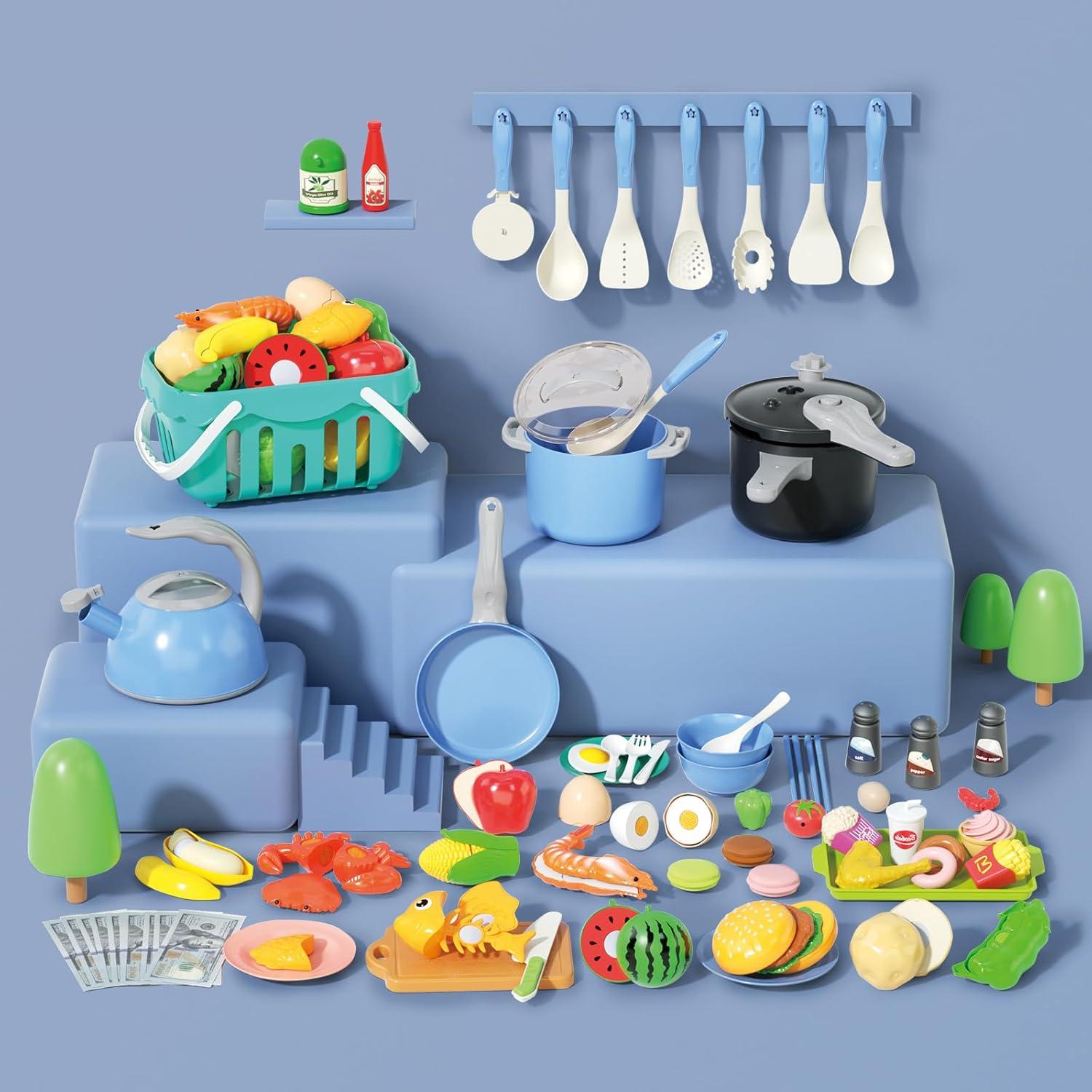 Juego de Cocina 130 Pcs Funpynani - Utensilios y Alimentos Juguete