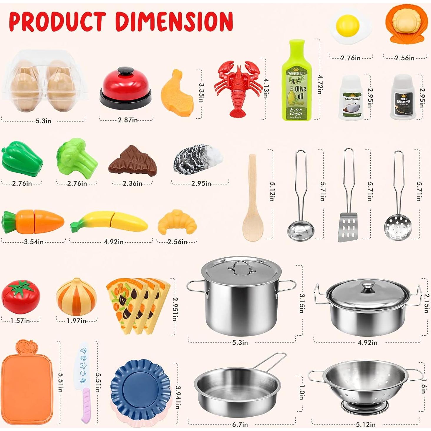 Juego de Cocina de Juguete Hohosunlar 38 Piezas Acero Inoxidable