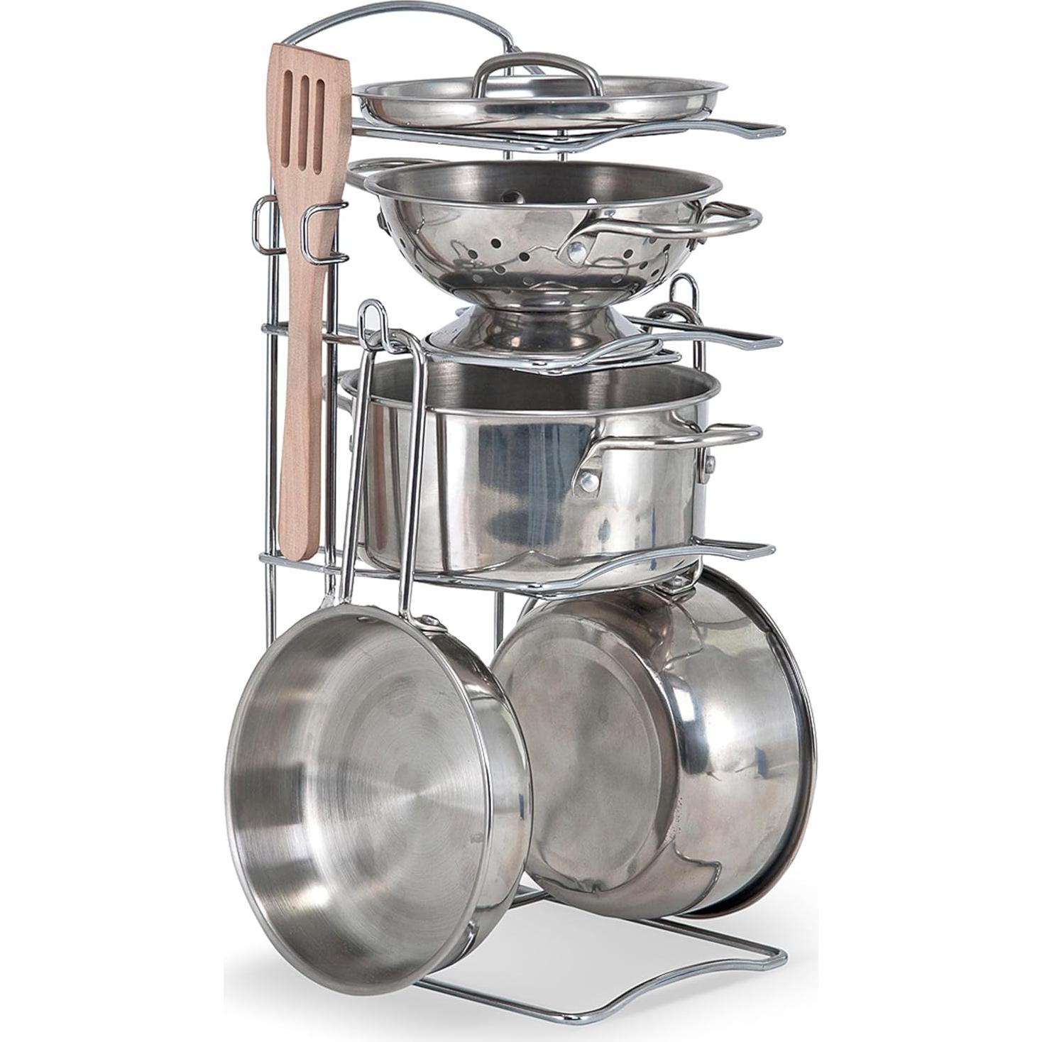 Juego de cocina de acero inoxidable Melissa & Doug 8 piezas