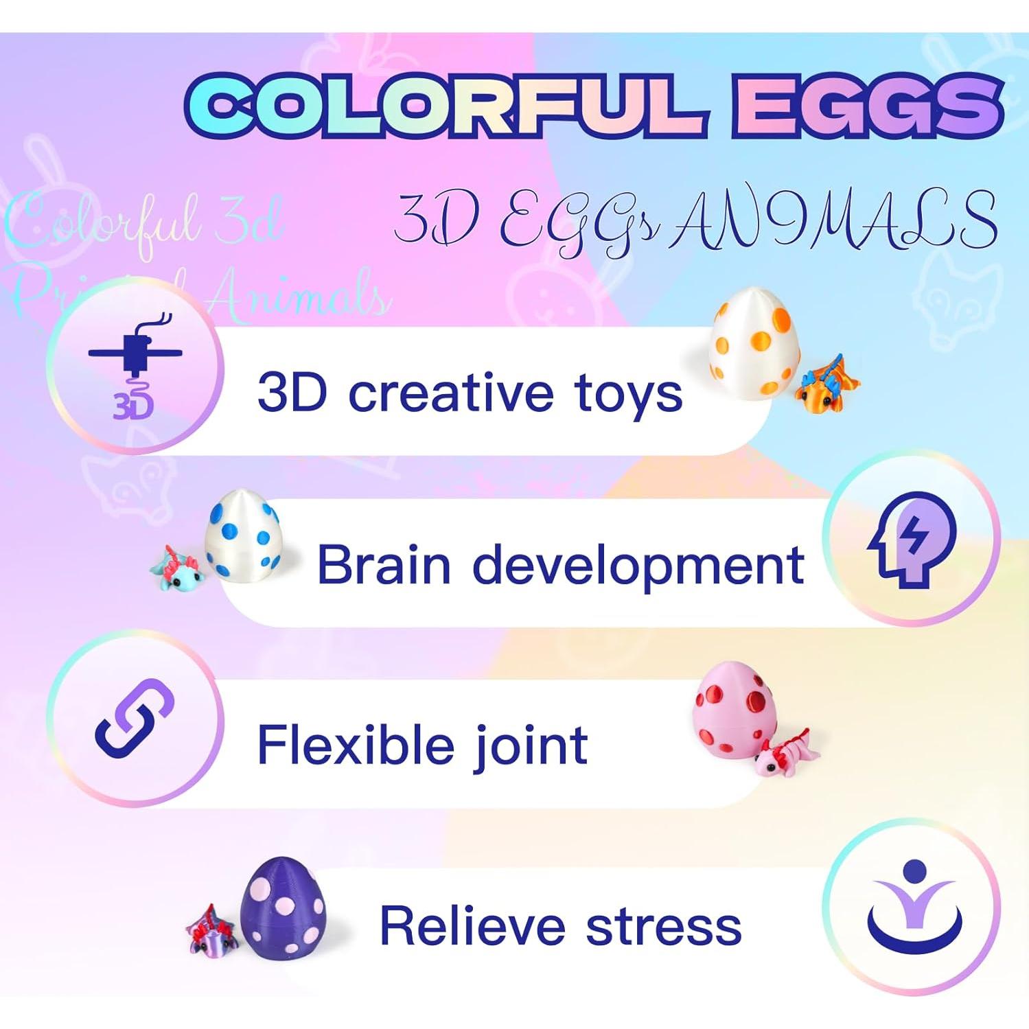 Juego de 6 Mini Huevo de Dragón y Animales 3D YonaaClin