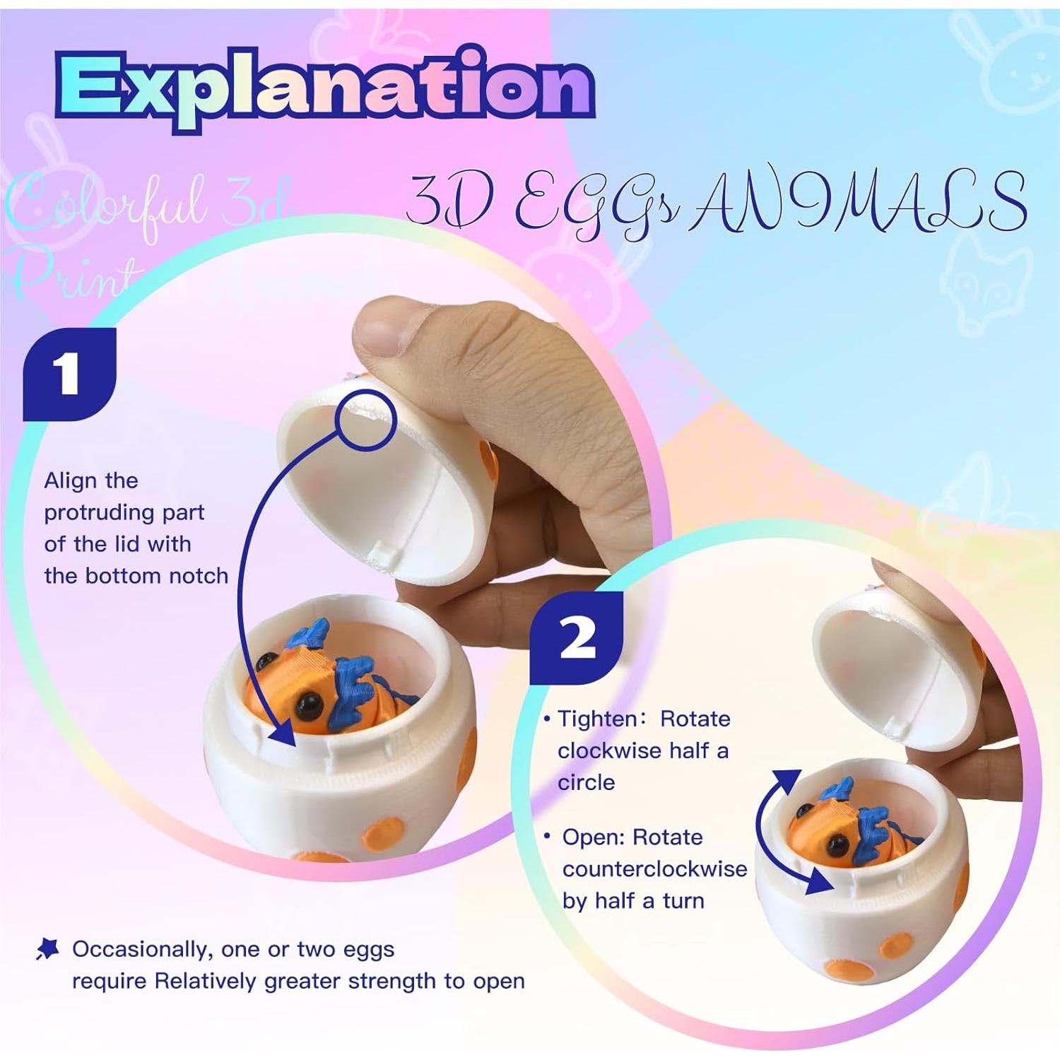 Juego de 6 Mini Huevo de Dragón y Animales 3D YonaaClin