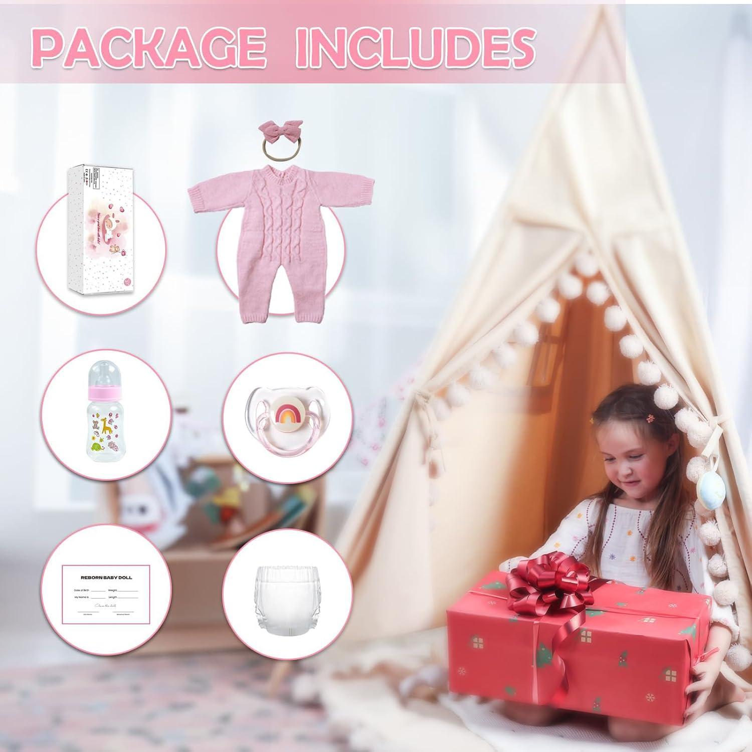 Muñeca Reborn Realista WOOROY 18" (45.72 cm) con Accesorios