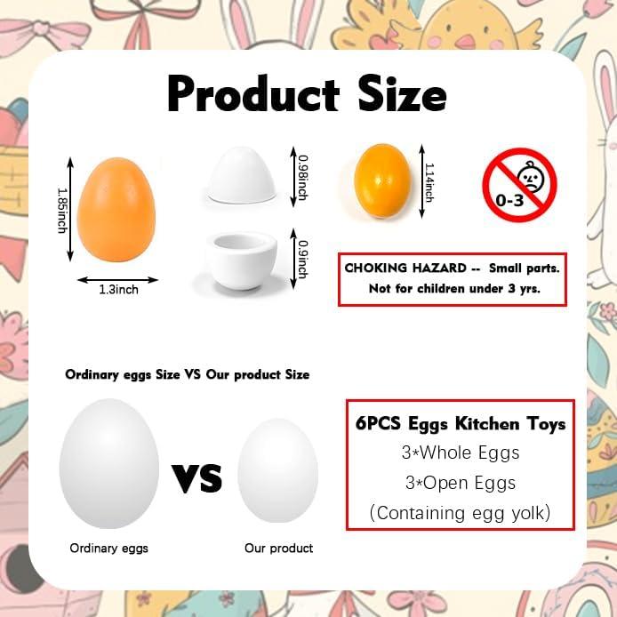 Juguetes de Cocina de Huevo de Madera Sportsvoutdoors 6 Piezas