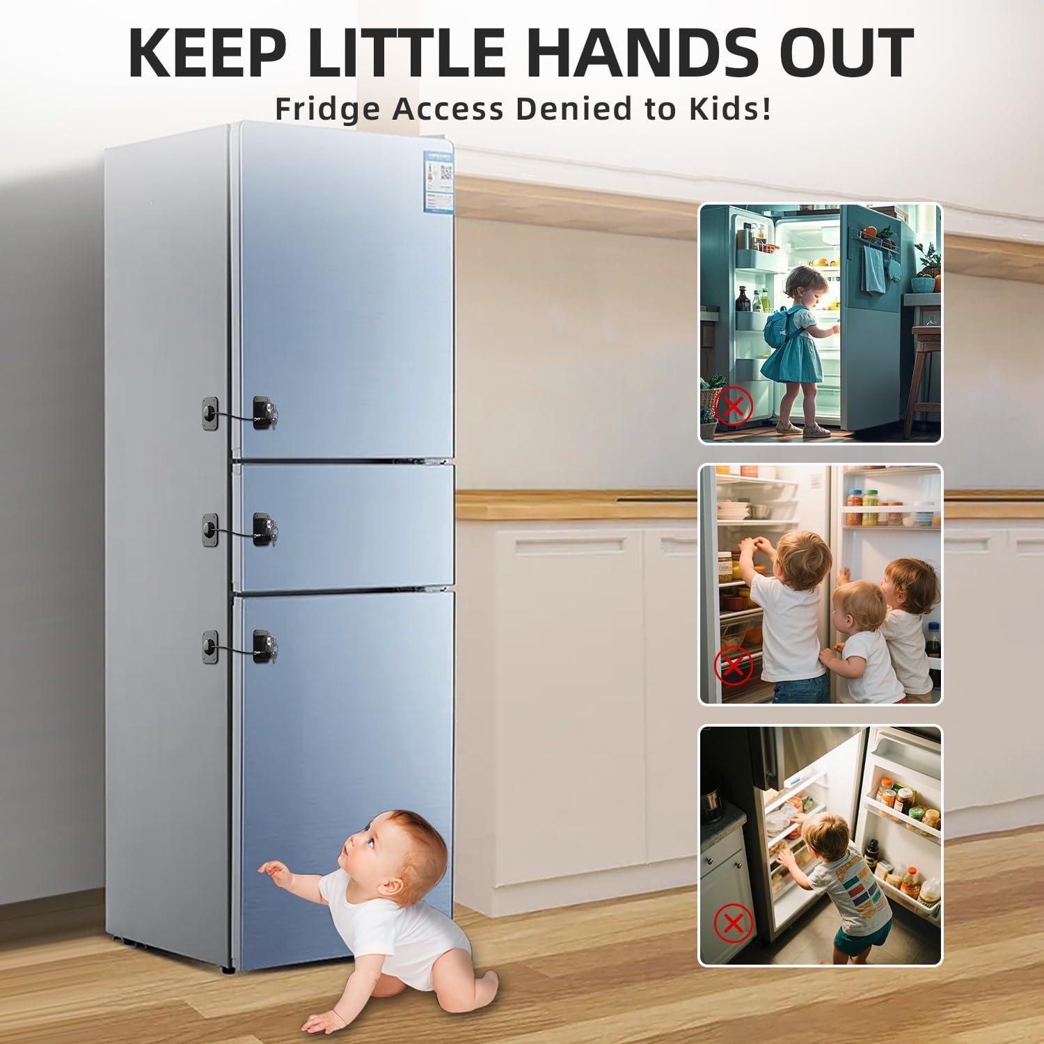 Cerradura de Refrigerador RORMGO con Llave - 2 Paquetes, Negro