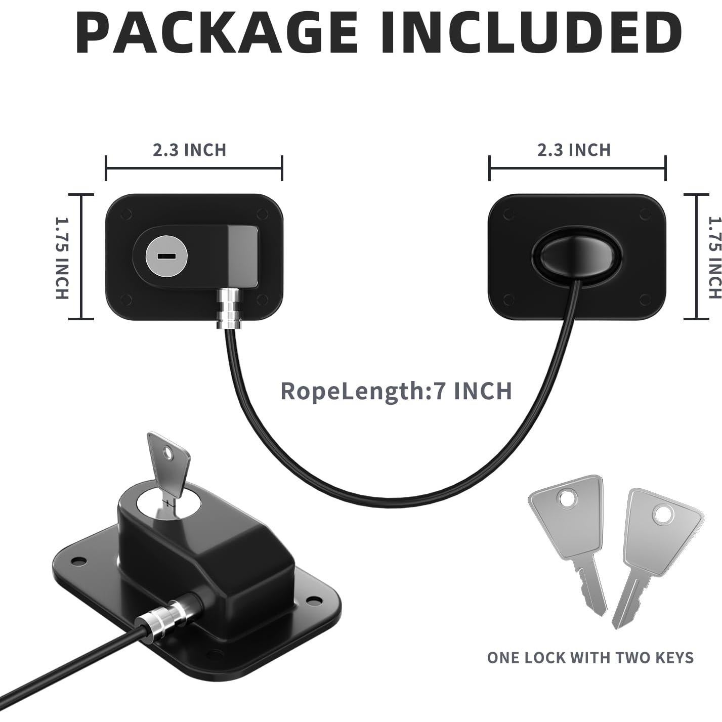 Cerradura de Refrigerador RORMGO con Llave - 2 Paquetes, Negro