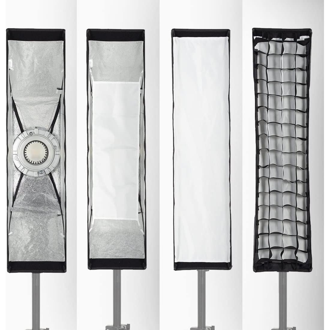 Softbox 2Pcs AMBITFUL 22x90cm con Rejilla de Panal Bowens