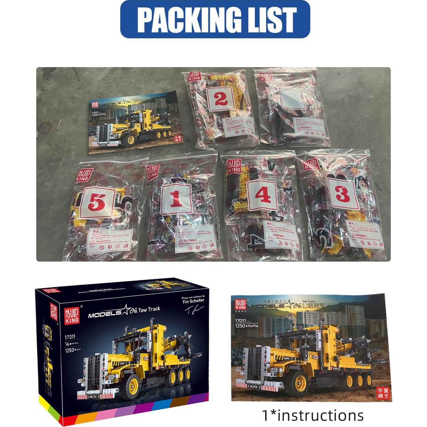 Mould King 17011 Camión de Remolque Pesado 1250 Piezas