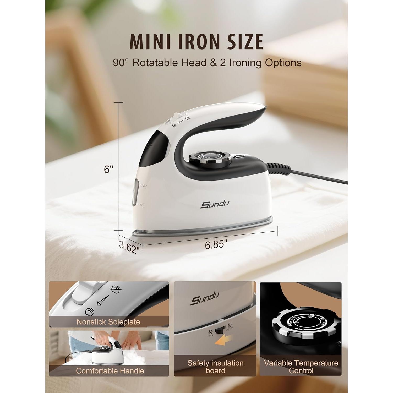 Hierro de Vapor Portátil Sundu HT-2001, Suela Cerámica 1000W