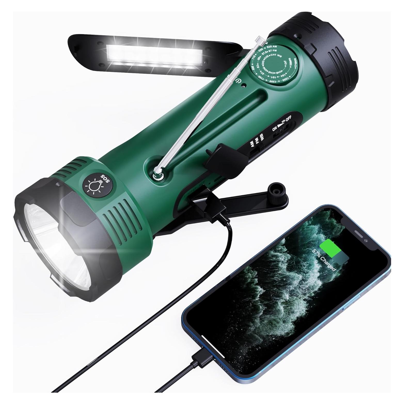 Radio Meteorológica Portátil PPLEE CR1020 con Linterna LED y Cargador USB