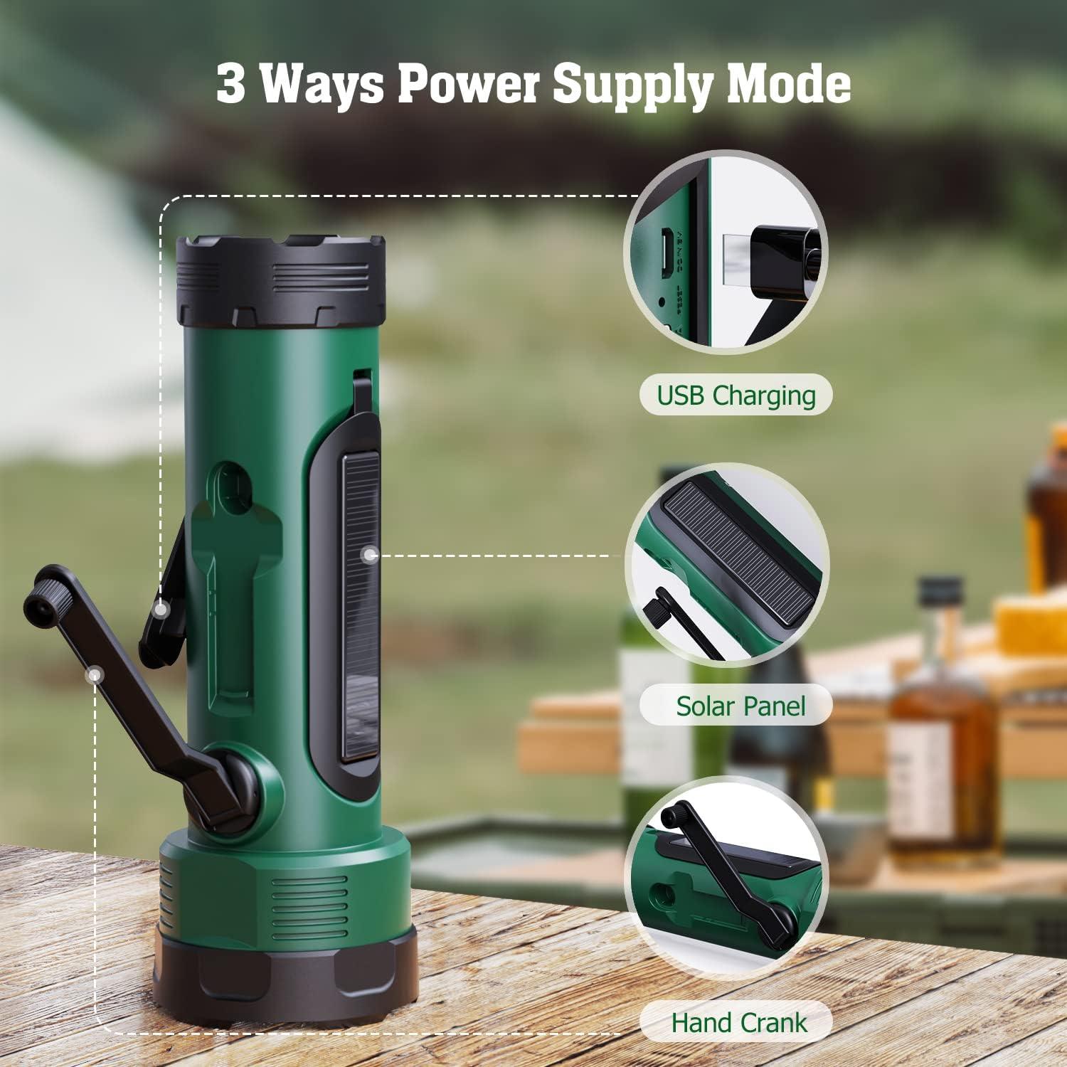 Radio Meteorológica Portátil PPLEE CR1020 con Linterna LED y Cargador USB